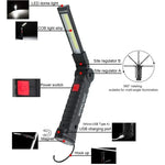 lampe torche rechargeable aimantée port usb type led camping noir.texture anti dérapante.mode faible haute