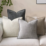 taies d'oreiller chenille gris beige motif solide contemporain non toxique dimension 45x45cm decoration maison