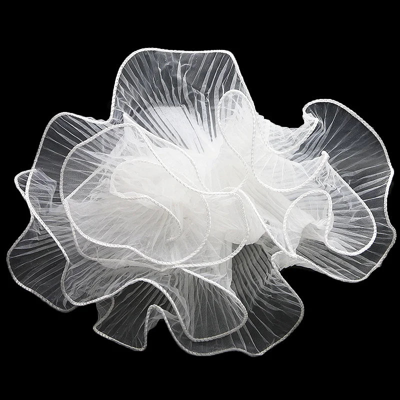 accessoires cheveux blanc rose noir organza plissé translucide élégant romantique adhésif rose artificielle