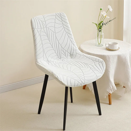 housse chaise moderne jacquard motif feuilles gris clair protection siège banquet mariage