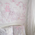 tapisserie murale kawaii personnages féminins dessins animés sweet dream rose blanc chambre salon decoration