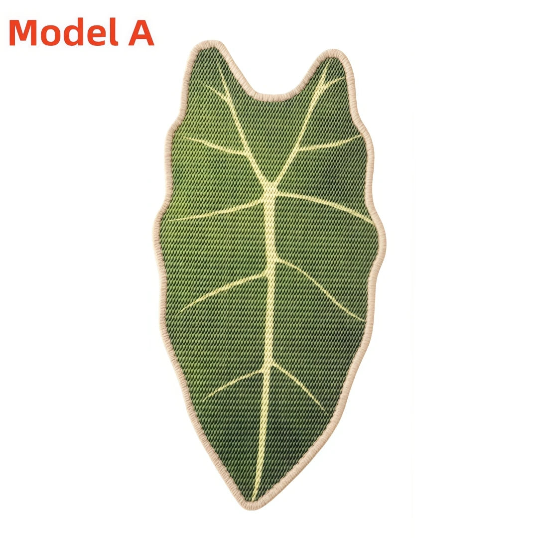 tapis gratter chat sisal feuille adhésive mur porte sol décoratif vert jaune
