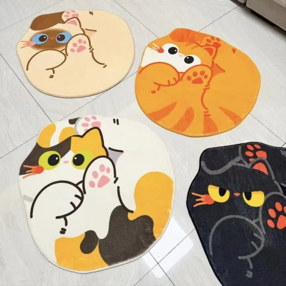 tapis rond orange chaton doux cartoon antidérapant sans bpa sans pvc peluche 50cm maison