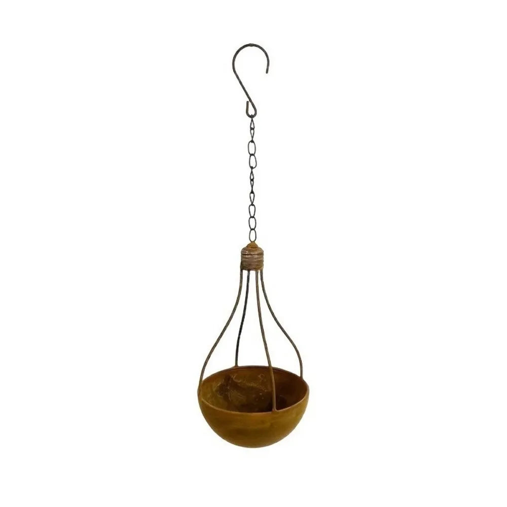 pot suspendu métal rustique crochet plantes fleuries variées vintage chambre salon