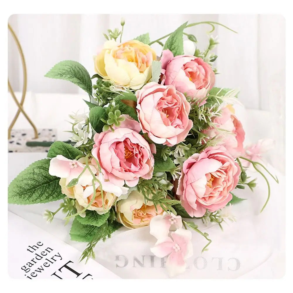 bouquet fleurs artificielles rose blanc classique intérieur décoration nouvelle année anniversaire