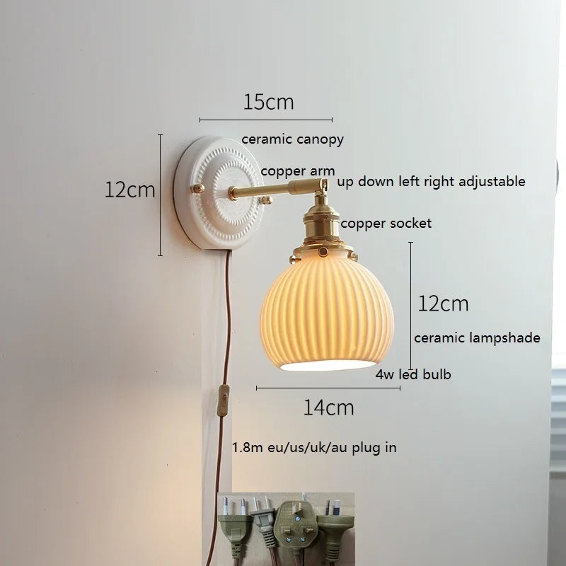 lampe murale moderne blanc doré interrupteur chaîne coquille motif lune soleil chambre cuisine