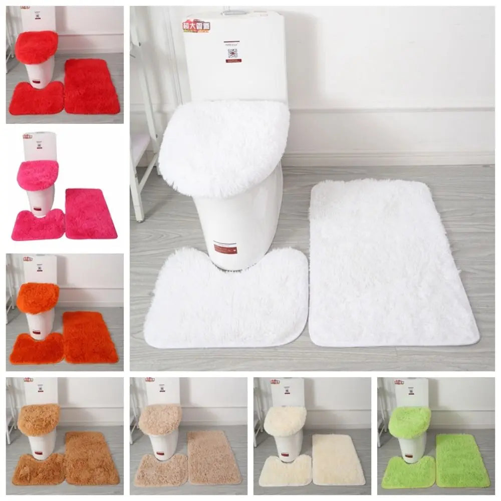 tapis toilette ensemble peluche douce moderne beige gris rose noir vert orange violet blanc