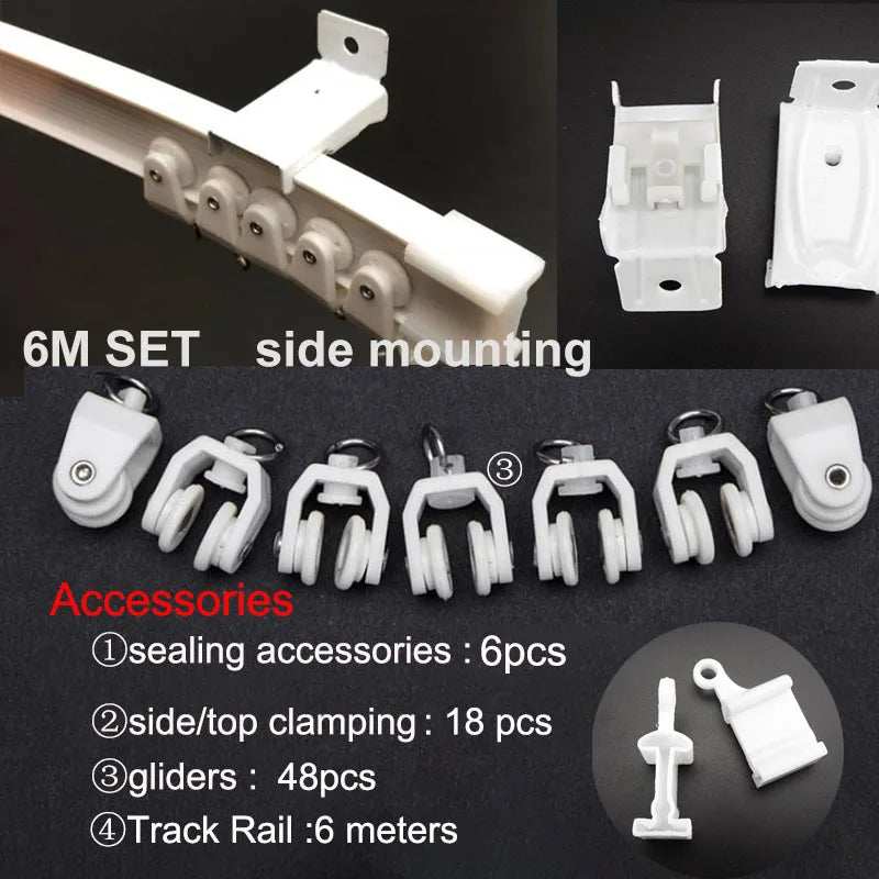 rideau glissière blanc moderne clips top clamping glissière flexible plastique 1m 2m 3m