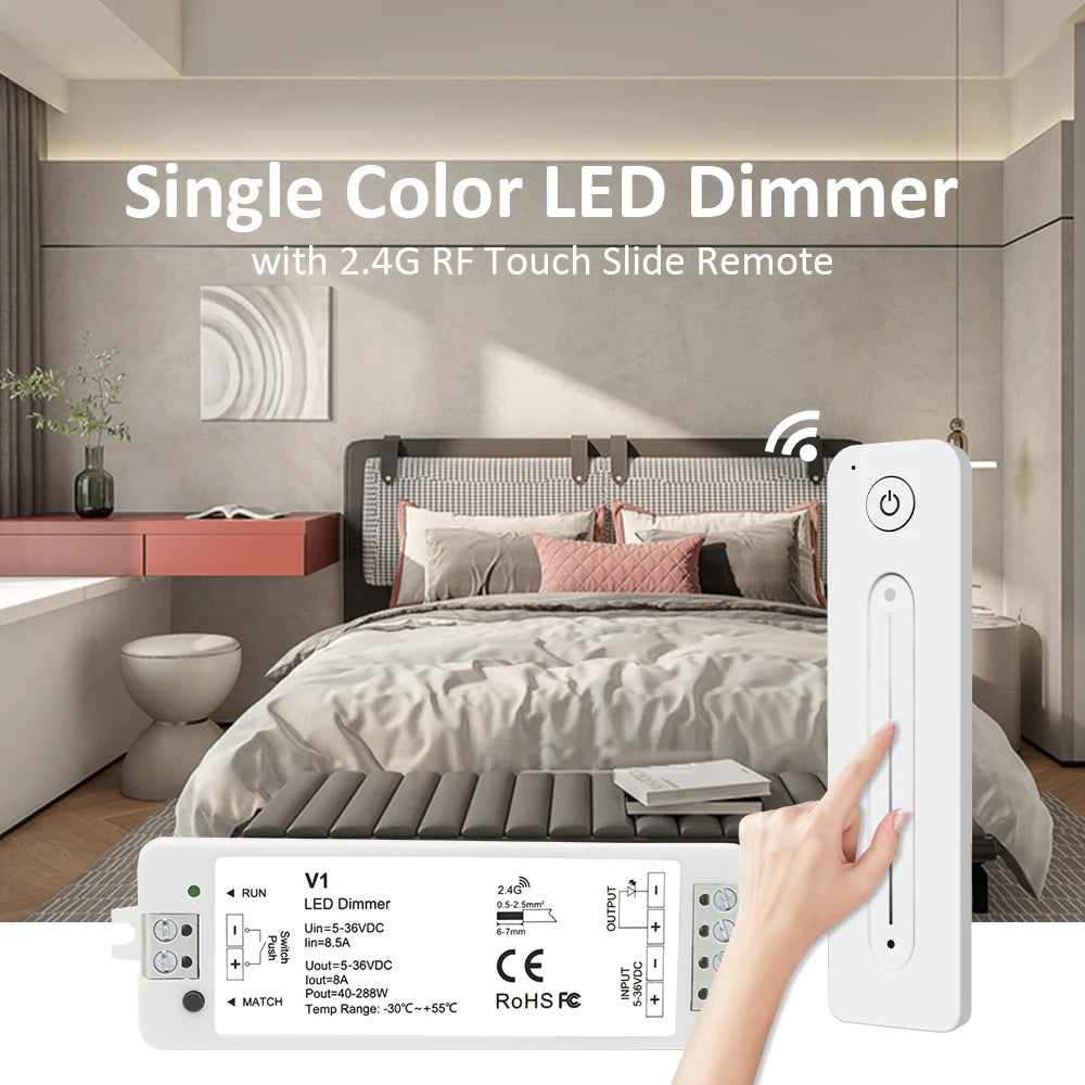 interrupteur lumière led blanc moderne adhésif télécommande sans fil 24v 36v 8a 288w certification