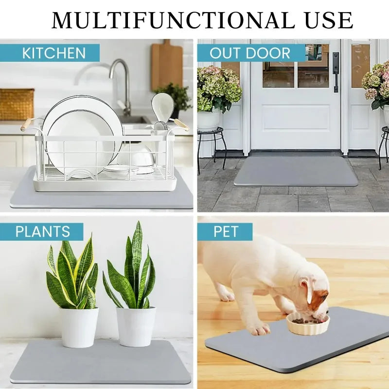 tapis bain diatomée absorbant rapide antidérapant moderne gris clair uni respectueux environnement