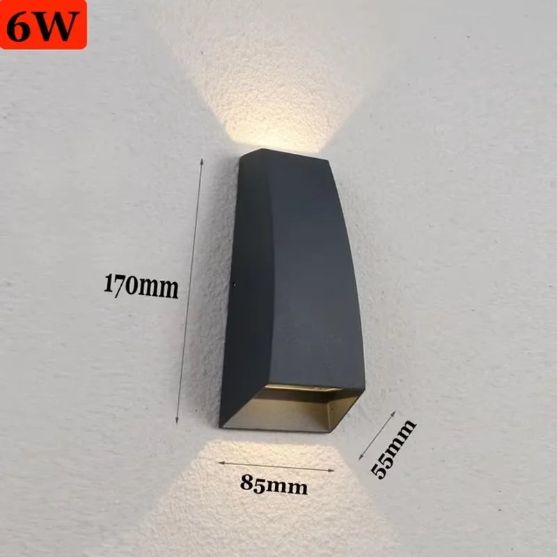 applique murale led moderne noir mat extérieure étanche verre trempé 6w warm light
