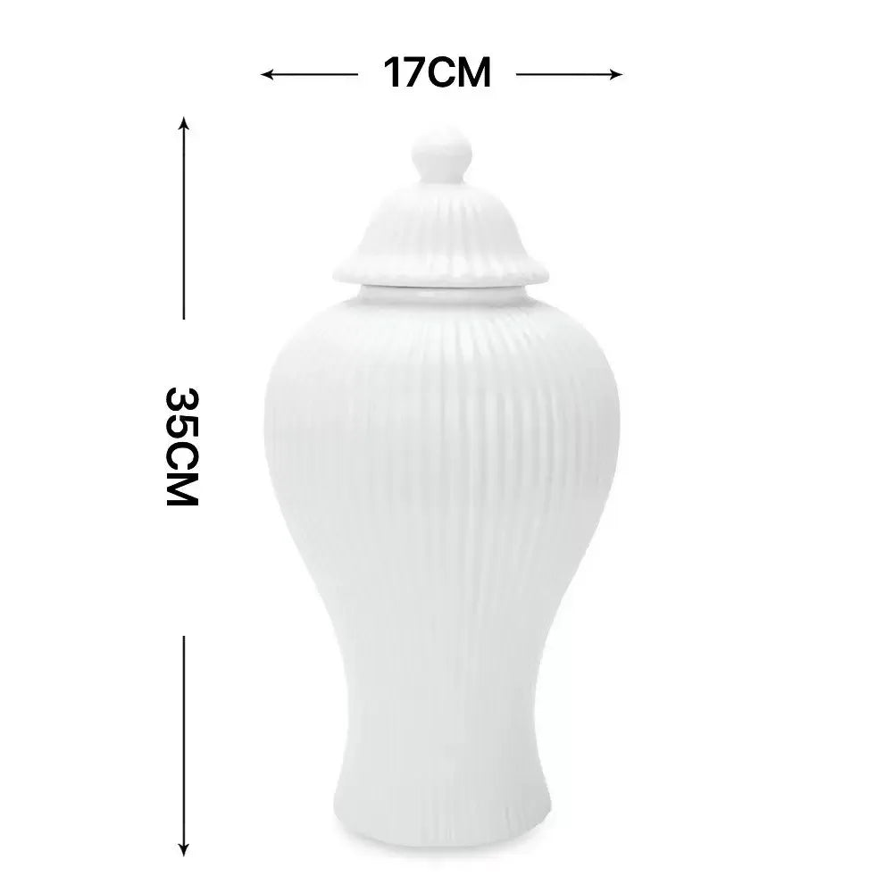 vase blanc doré rayures verticales moderne élégant couvercle décoration maison