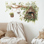 Autocollant mural branches d'arbres oiseaux