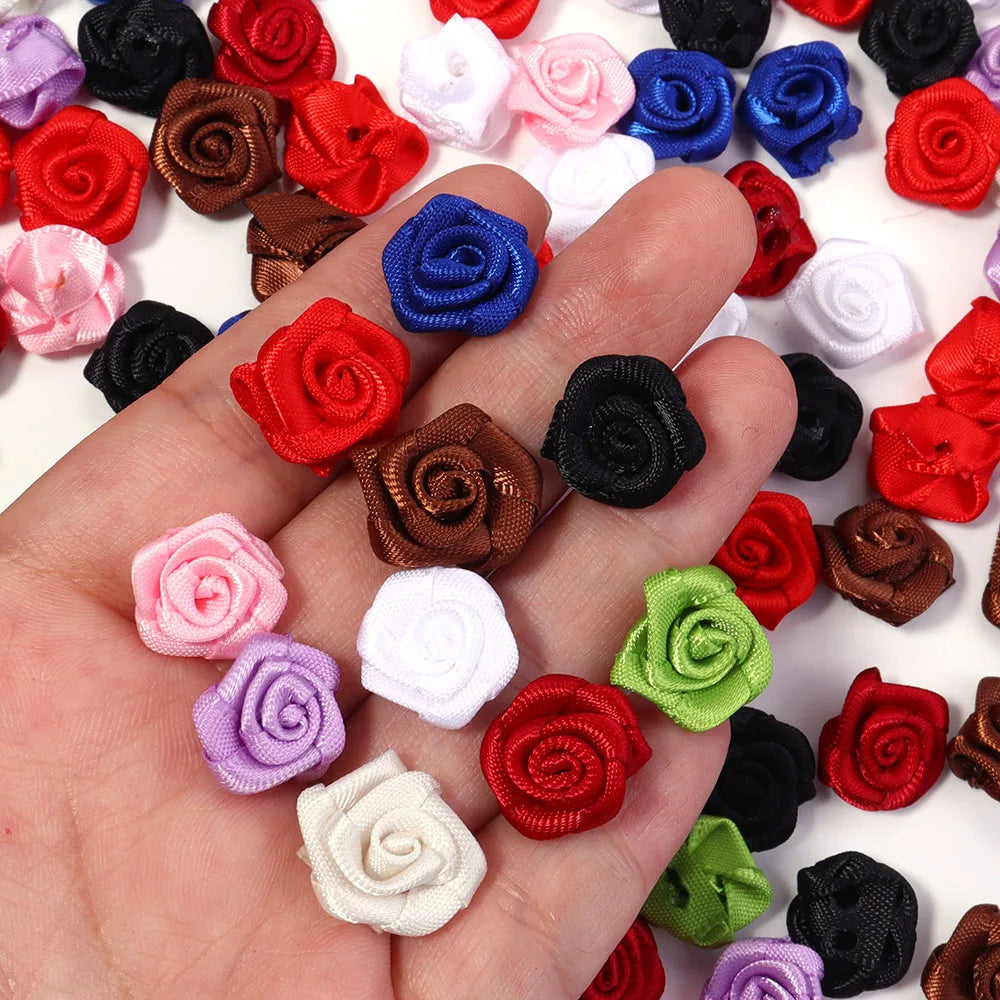 fleurs artificielles roses polyester clips décorations mariage anniversaire intérieur 1.5cm