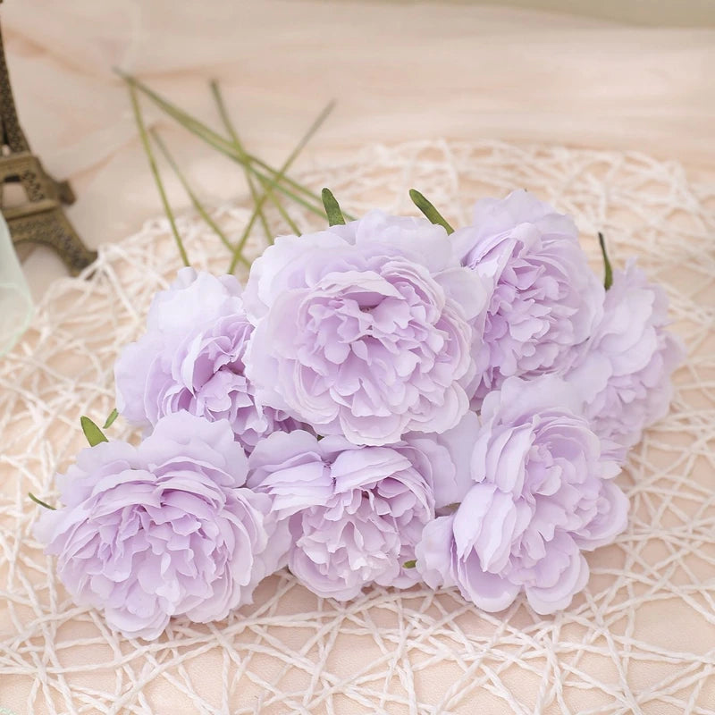 bouquet fleurs artificielles pivoine soie blanc violet romantique décoration mariage anniversaire diyintérieur
