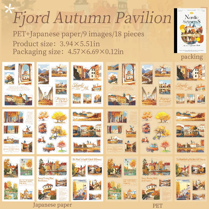 sticker paysagiste saisonnier scrapbooking stickers autocollants livres stickers paysages naturenels illustrations paysages urbains