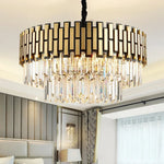 lustre moderne doré noir cristaux géométriques salon chambre led dimmable echangement cable