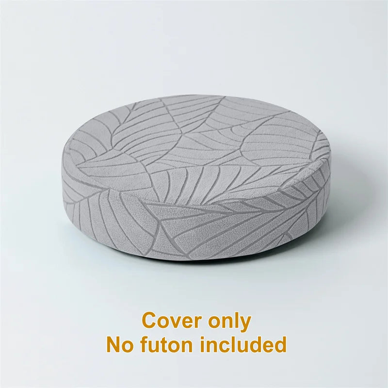 housse coussin rond motif feuilles gris moderne extérieur salon décoration fixations polyestère machine