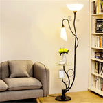 lampe sol moderne tablette motif floral blanc noir décointérieur