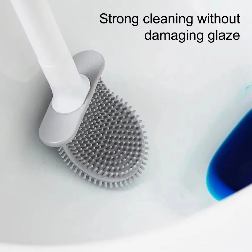 brosse wc silicone blanc orange poils gris support mural moderne détachable nettoyage efficace sans