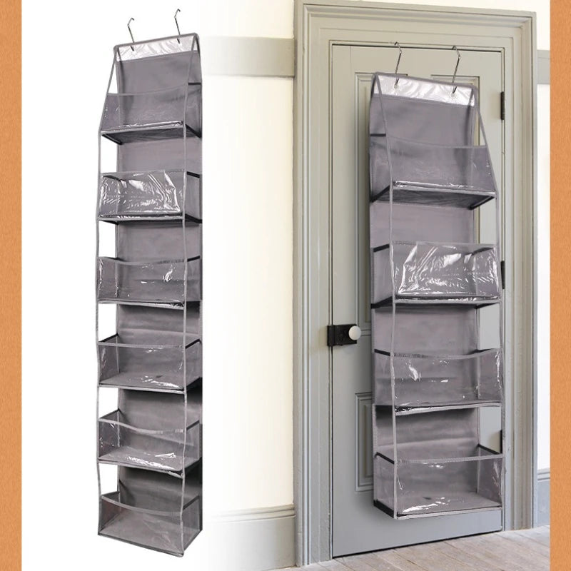 sac rangement suspendu gris maille pratique poches réutilisable porte chambre salle bain