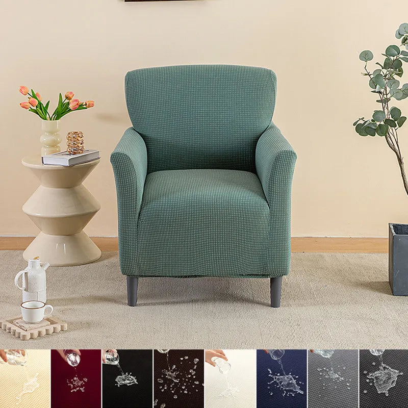 housse fauteuil vert moderne tissu jacquard polyester antidérapante imperméable intérieur extérieur
