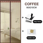 rideau porte magnétique beige noir maille fine moderne anti moustiques opacité barre poids