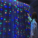 rideau lumineux led blanc doré bleu multicolore points étoile translucide moderne télécommande