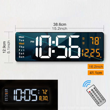 grande horloge murale digitale couleurs rvg télécommande alarme lumineuse moderne