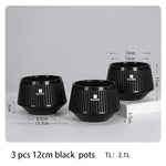 Pot bonsaï moderne saucer noir rayures verticales drainage 12cm 21cm