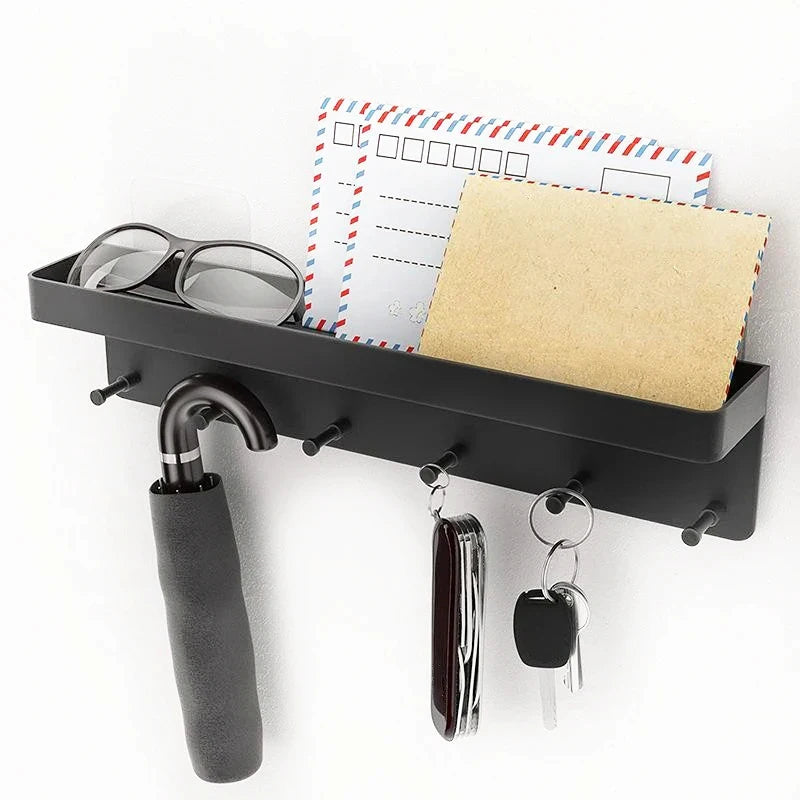porte clés mural noir moderne porte lunettes téléphone savonnette papier rasoir ciseaux règle
