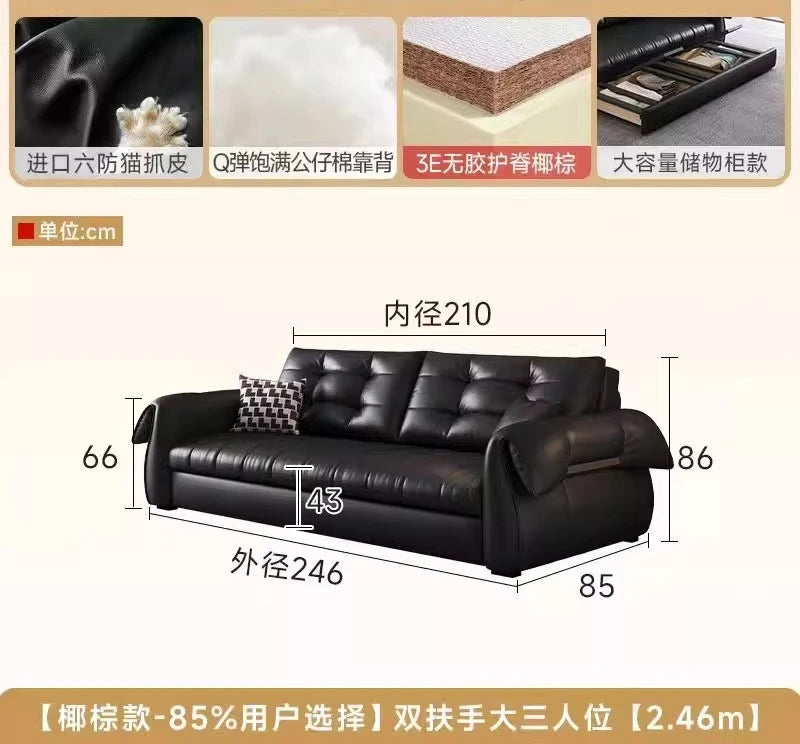 canapé lit noir simili cuir moderne coussin décoratif table basse tapis couverture