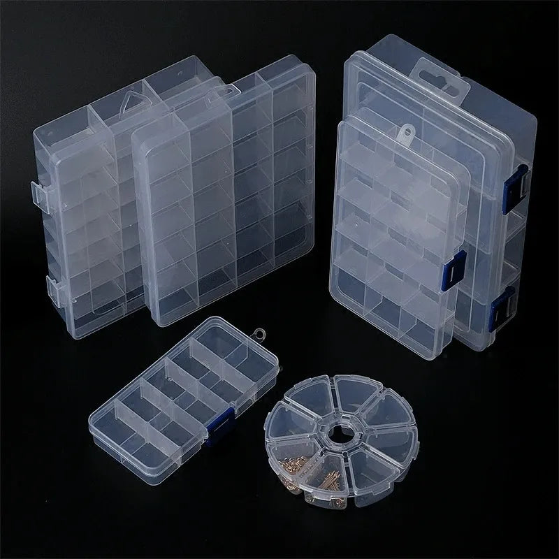 boîtes rangement bijoux transparentes compartiments clips modernes organisation bagues boucles d'oreilles