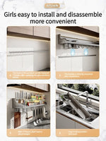 étagère cuisine multifonctionnelle argentée adhésive moderne couteaux cuillères bouteilles serviettes
