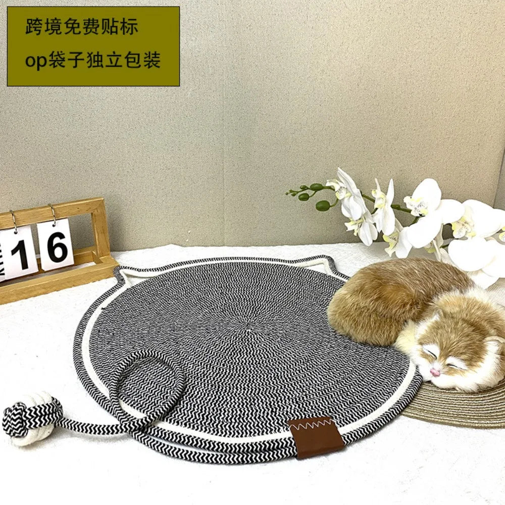 tapis chats tissé motif spirale moderne couleur noir blanc beige vert violet marronclair jouet