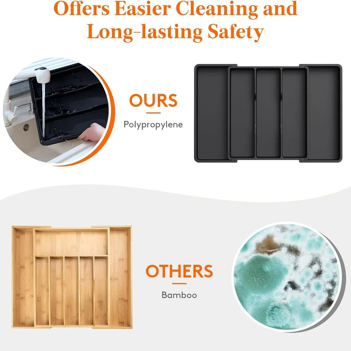 organisateur tiroir couteaux ustensiles cuisine plat noir modernes multifonctionnels pliables modulables rangement vaisselle