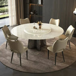 table ronde moderne marbre blanc gris chaises 120cm 130cm 135cm 150cm 160cm 180cm
