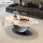 table basse ovale moderne blanche effet marbre gris salon meuble bois luxe