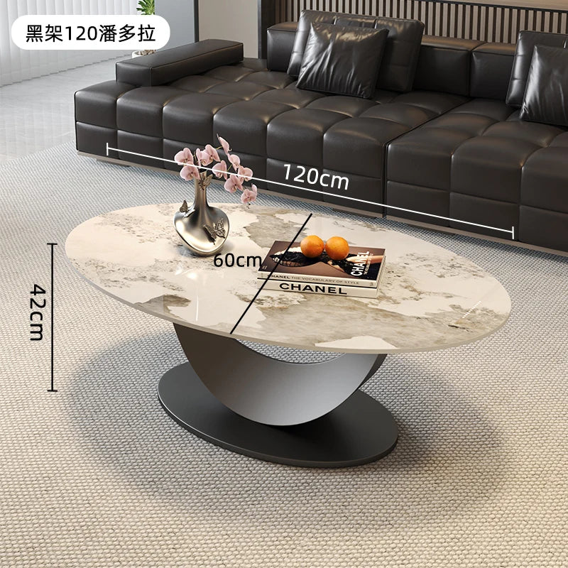 table basse ovale moderne blanche effet marbre gris salon meuble bois luxe