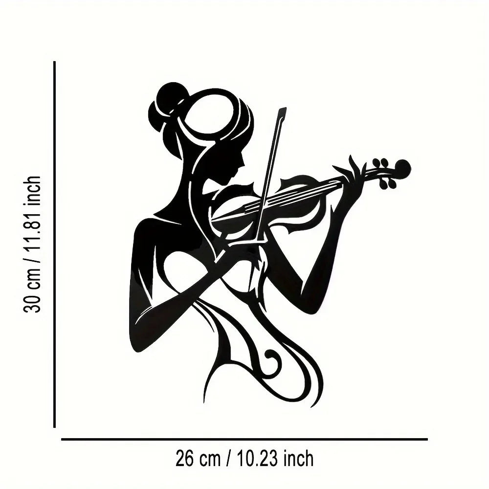 décoration murale sculpture violoniste femme silhouettes détails floraux moderne noireintérieur chambre salon erotique art