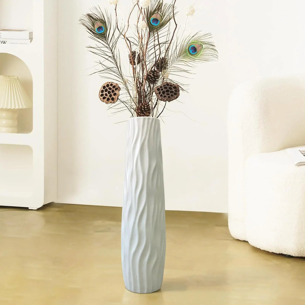 vases texturés blanc noir moderne minimaliste décoration intérieure fleurs artificielles branches décoratives contemporain
