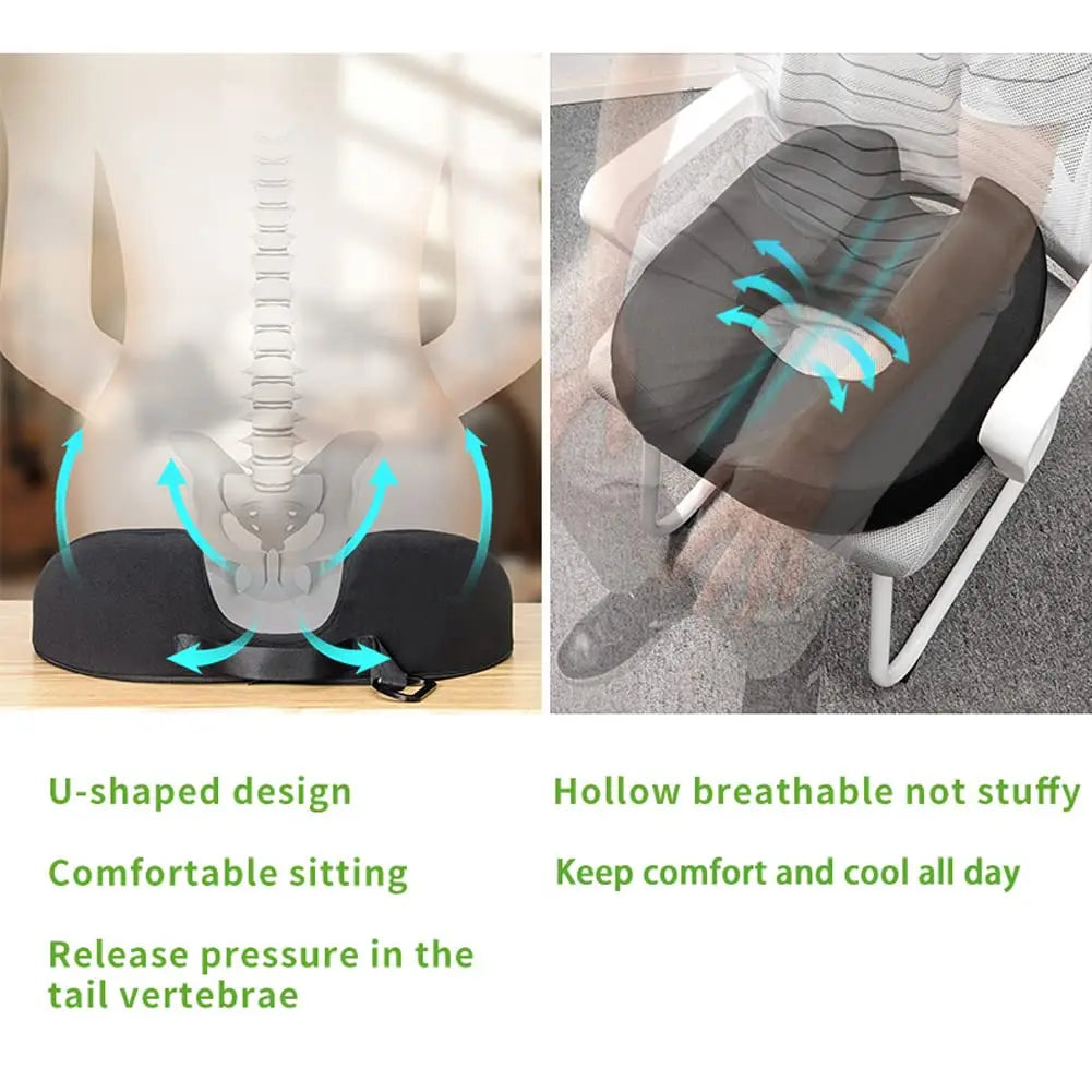 coussin soutien assise donut forme mémoire forme noir ergonomique poignée portable post partum sciatique