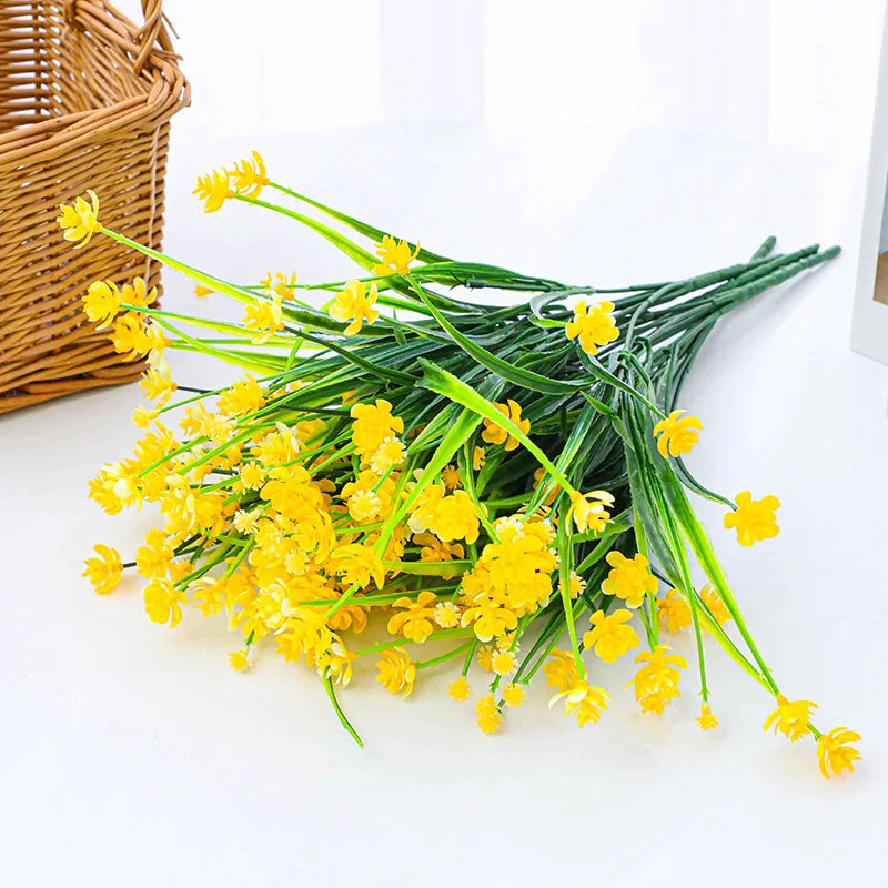 bouquet artificiel violet orange jaune blanc moderne minimaliste intérieur mariage anniversaire baby shower