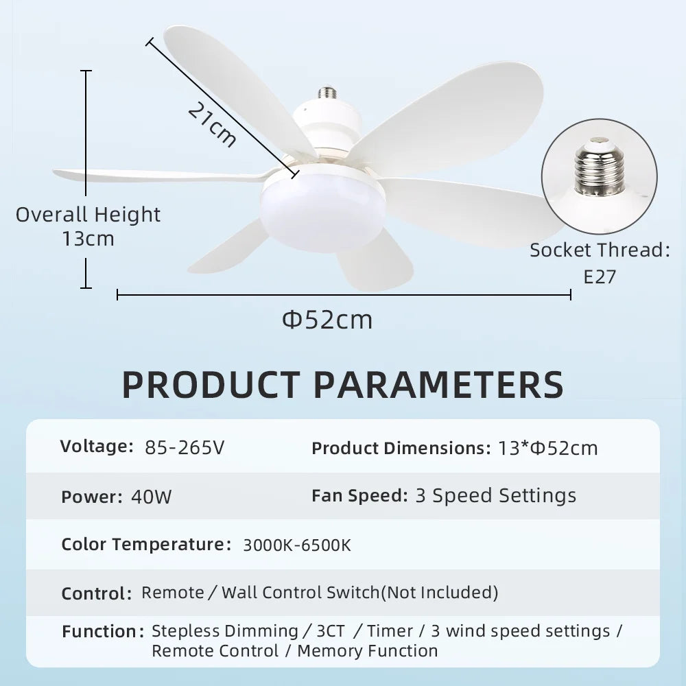 ventilateur lumière blanc moderne télécommande led vis fixations chambre salon