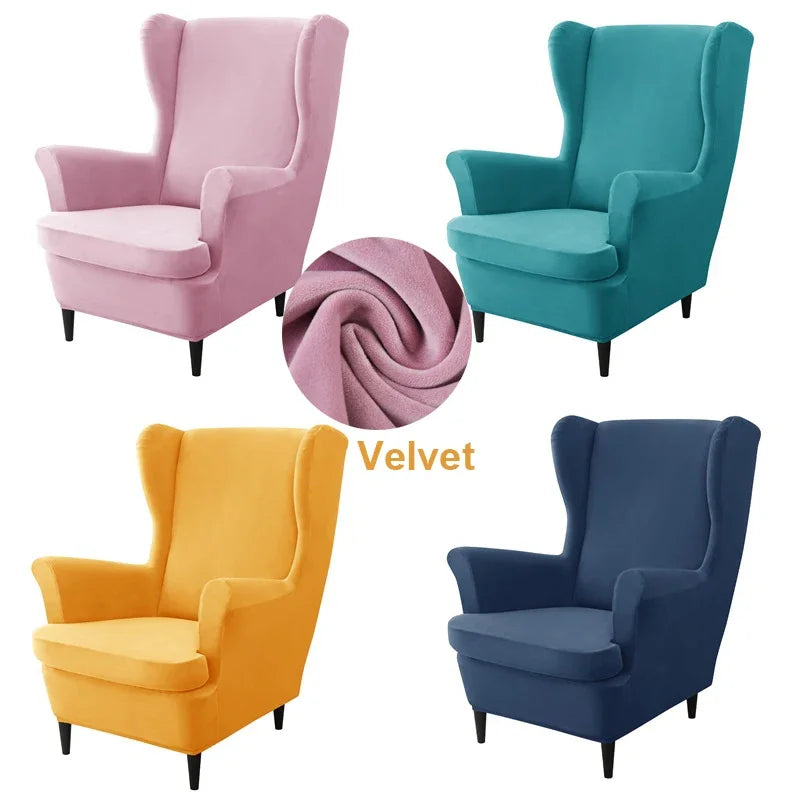 housse fauteuil oreilles velours extensible repose pied salon salon chambre