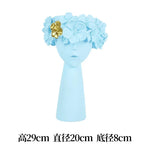 vase décoration buste féminin moderne fleurs artificielles couleurs variées blanc noir bleuclair crème grisfoncé