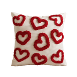 taies d'oreiller coeurs relief blancs lit polyester coton brodés opaques décoration romantique fixations coussins