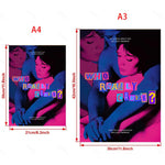 affiche moderne rock chanteur graphique bleu rose noir pop art vintage