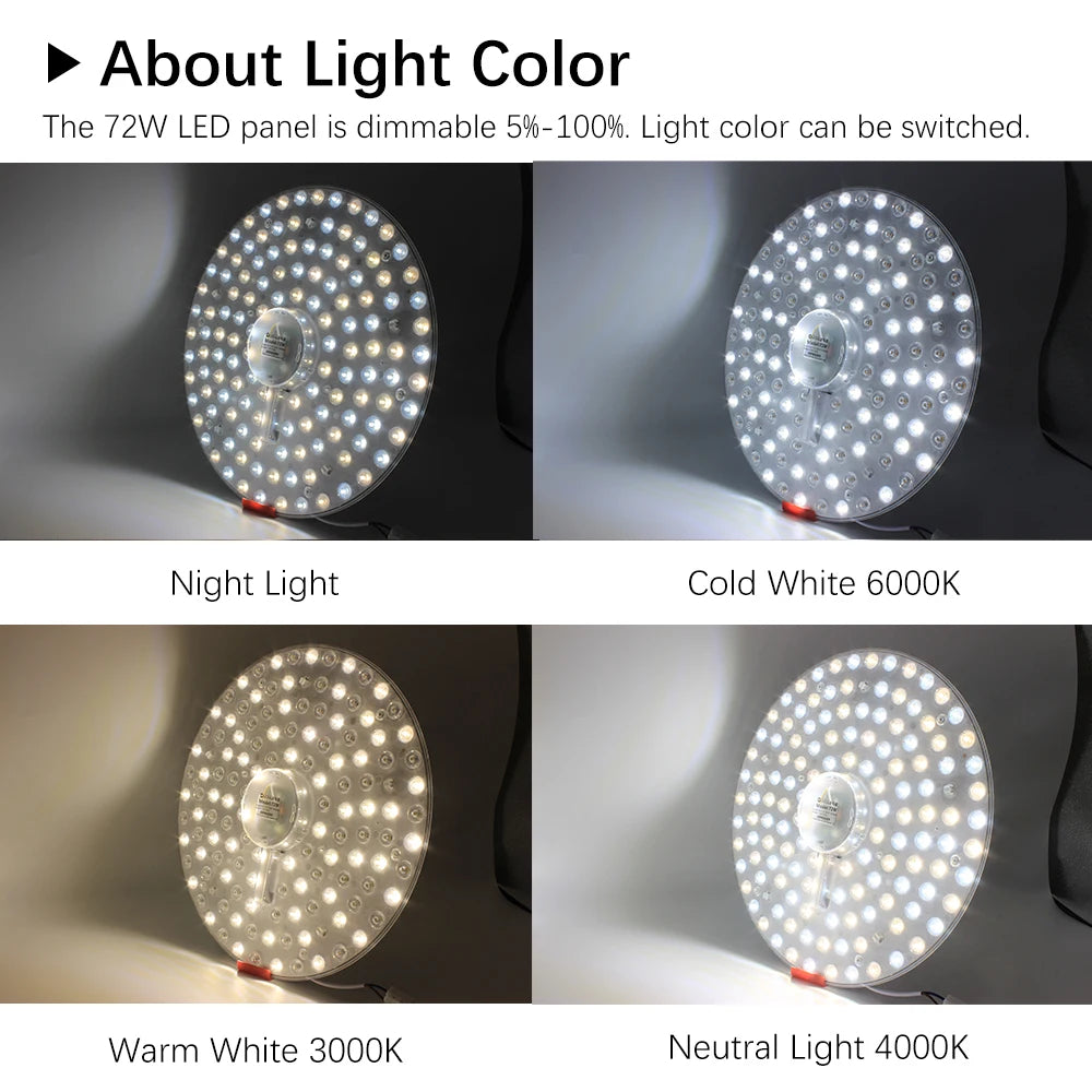 panneau led blanc moderne 285mm aimants télécommande câble alimentation 72w