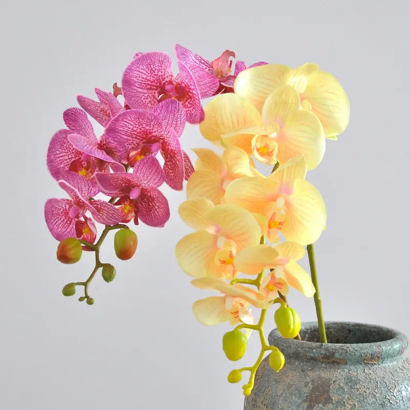 bouquet artificiel orchidées phalaenopsis rose blanc jaune moderne décoration intérieure mariage anniversaire fêtes